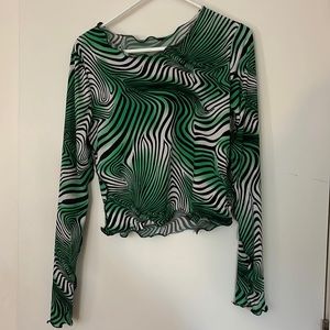 Y2K Green Zebra Swirl Top